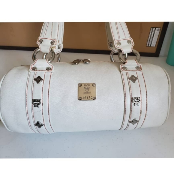 MCM white Rolled Leather Boston Bag - Picture 11 of 14